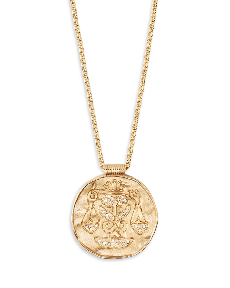 Maje Rhinestone Zodiac Pendant Necklace in Gold Tone, 26.5-29.5 · OS