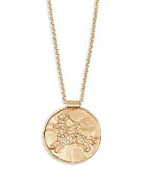 Maje Rhinestone Zodiac Pendant Necklace In Gold Tone, 26.5-29.5 In Sagittariu
