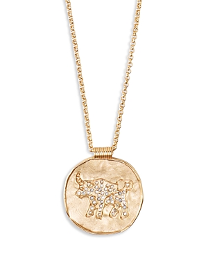Maje Rhinestone Zodiac Pendant Necklace in Gold Tone, 26.5-29.5
