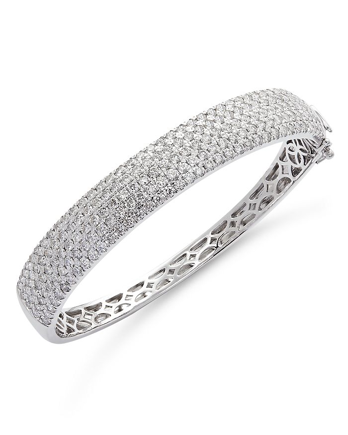 Bloomingdale's Diamond Pavé Bangle Bracelet in 14K White Gold, 5.0 ct