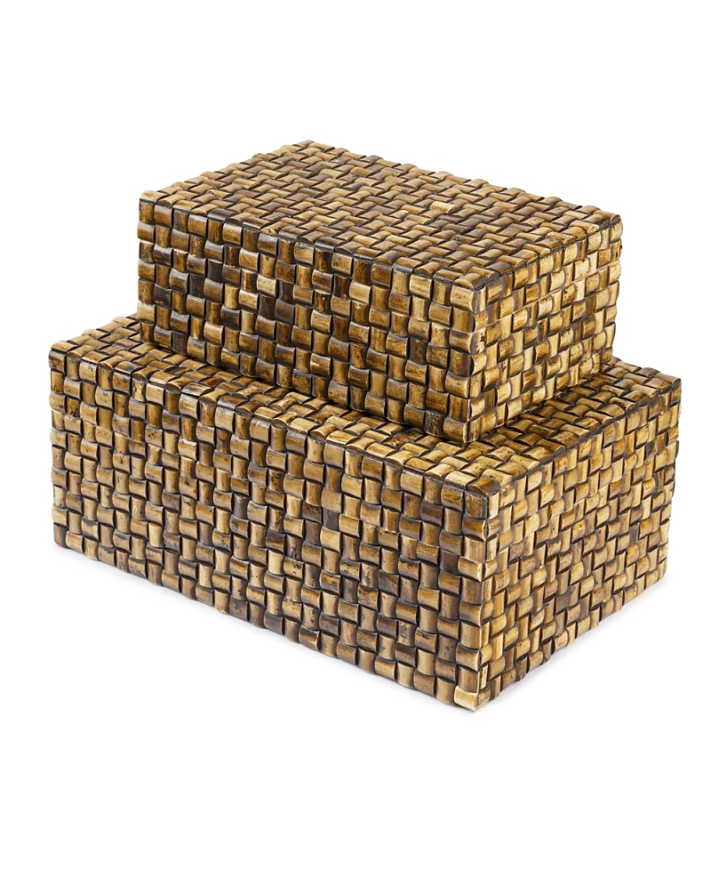 Gauri Kohli Nomad Decorative Boxes, Set Of 2 In Brown