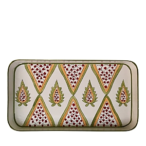 Les Ottomans Iron Tray, 7 In Cream/green/red