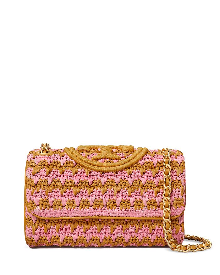 Tory Burch Fleming Small Crochet Straw Convertible Shoulder Bag