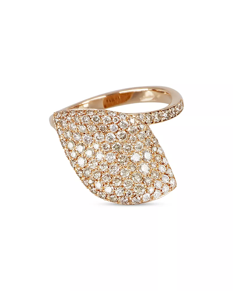 Pasquale Bruni 18K Rose Gold Aleluia Diamond Pave Leaf Statement Ring