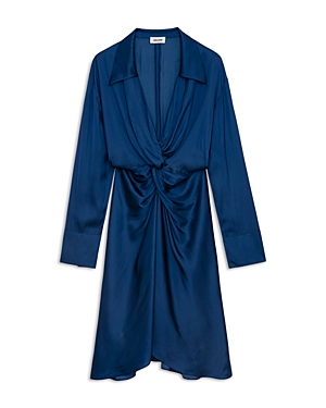 Shop Zadig & Voltaire Rozo Twist Front Satin Dress In Bleu Roi