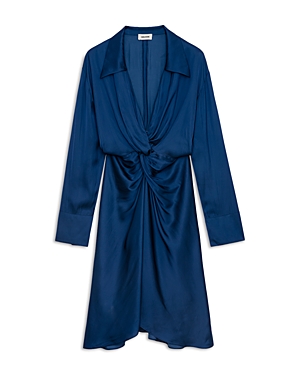 Zadig & Voltaire Rozo Satin Twist Front Dress In Bleuroi In Bleu Roi
