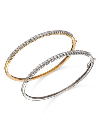 Diamond Bangle Bracelet in 14K Yellow Gold, 1.0 tcw