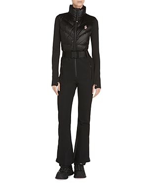 Shop Moncler All In One Flared Leg Jumpsuit In Black