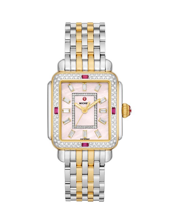 Limited Edition Deco Two Tone 18K Gold Plated Diamond Watch 30mm x 35mm