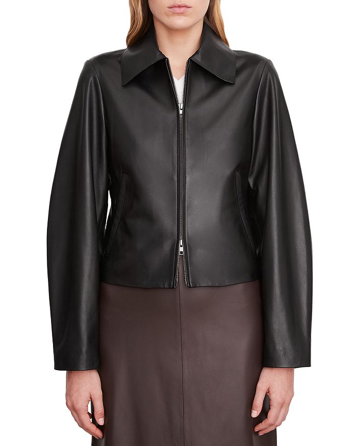 Vince zip front leather jacket hotsell