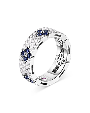 Roberto Coin 18K White Gold Diamond (0.93 ct. t.w) & Blue Sapphire (0.57 ct. t.w) Love In Verona Rin