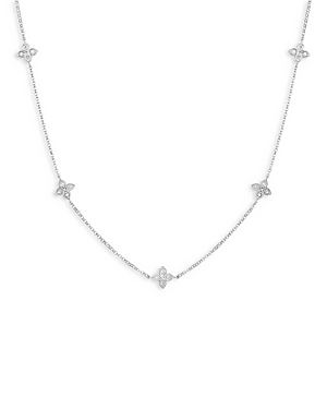Roberto Coin 18K White Gold Verona Love by the Inch Diamond Flower Station Collar Necklace, 17