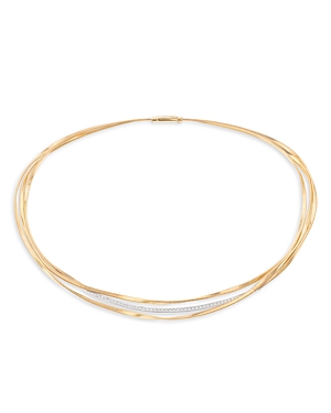 Marco Bicego 18k Yellow Gold Marrakech Three Strand Necklace With Diamonds In Gold/white