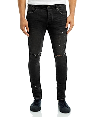Purple Brand P001-bos Slim Fit Jeans in Black Over Spray