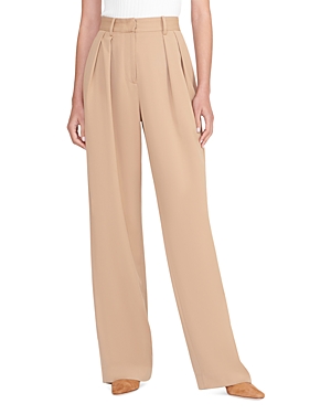 Shop Staud Luisa Pleated Pants In Camel