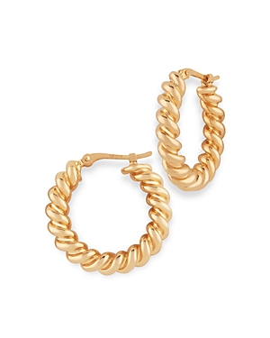 Bloomingdale's Small Spiral Twist Hoop Earrings In 14k Yellow Gold