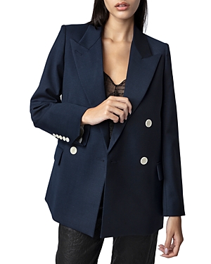 Zadig & Voltaire View Double Breasted Jacket In Encre