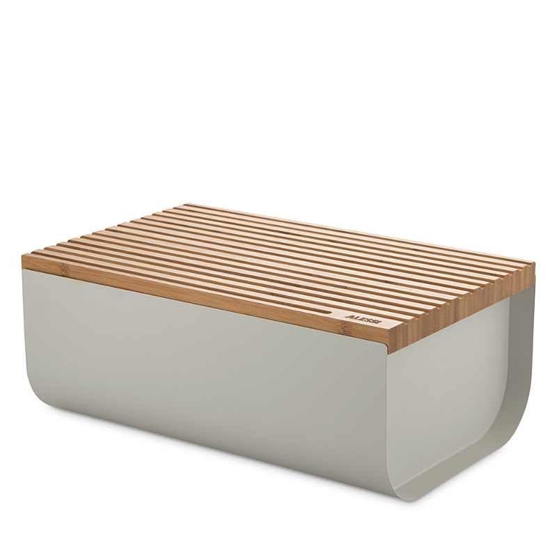 Alessi Mattina Bread Box With Cutting Board Lid In Warm Gray