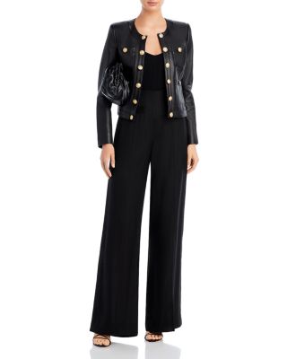 Jayde Leather Open Front Jacket