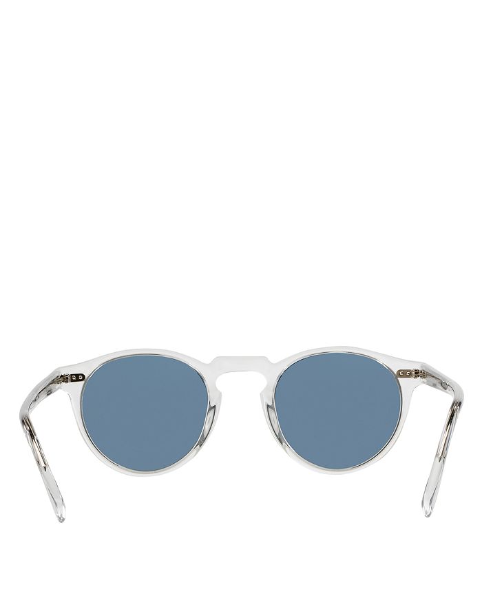 Shop Oliver Peoples Gregory Peck Round Sunglasses, 50mm In Gray/blue Solid