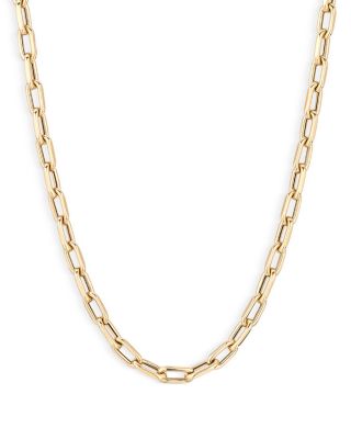 14K Yellow Gold Polished Oval Link Chain Necklace, 18"