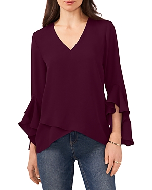 Vince Camuto Plus Size Flutter-sleeve Top In Pickled Beet