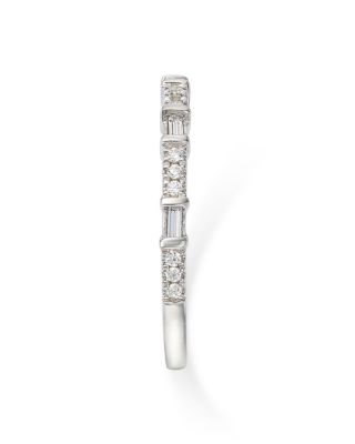 Diamond Baguette & Round Narrow Band in 14K Gold, 0.12 tcw