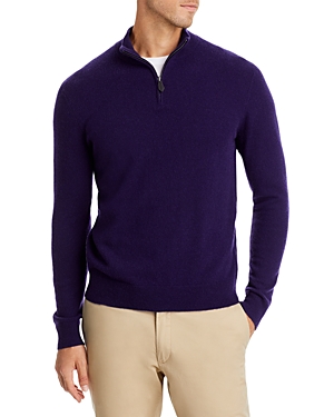 Shop The Men's Store At Bloomingdale's Cashmere Half-zip Sweater - 100% Exclusive In Blueberry