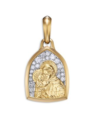 18K Yellow Gold St. Anthony Amulet with Pav&eacute; Diamonds