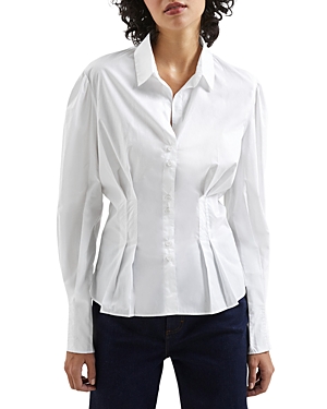 Shop French Connection Conscious Rhodes Pleated Shirt In Linen White