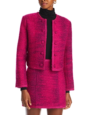 Aqua Tweed Collarless Jacket - 100% Exclusive In Pink