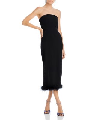 AQUA - Faux Feather Trim Strapless Dress - 100% Exclusive