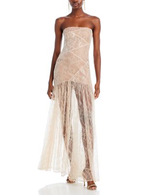 Retrofete - Nicole Patchwork Lace Strapless Maxi Dress