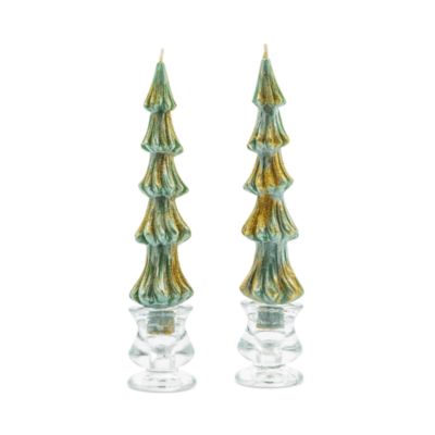 Mackenzie-Childs - Green Tree Dinner Candles, Set of 2