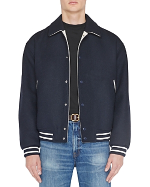 Frame Wool-blend Bomber Jacket In Midnight Blue