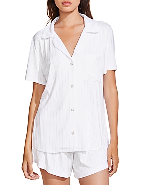 Eberjey Gisele Ribbed Shorts Pajama Set In White