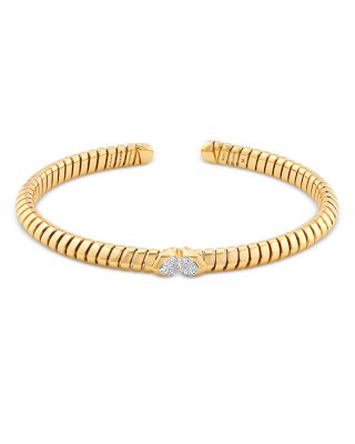 Marina B 18K Yellow Gold Trisolina Diamond Pavé Cuff Bangle Bracelet ...