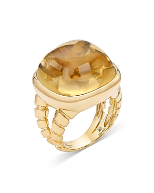 Marina B 18k Yellow Gold Tigella Champagne Quartz Statement Ring