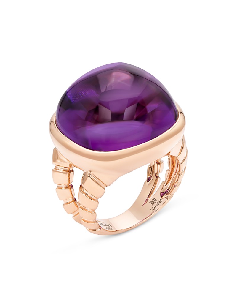 Marina B 18K Yellow Gold Tigella Amethyst Statement Ring in Purple/Gold