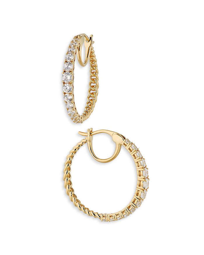 Nadri Disco Graduated Hoop Earrings in 18K Gold Plated or Rhodium ...
