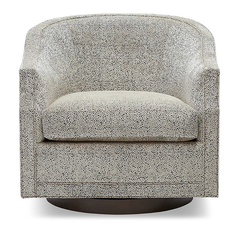 Massoud Keller Wood Swivel Chair In Dots Bayou
