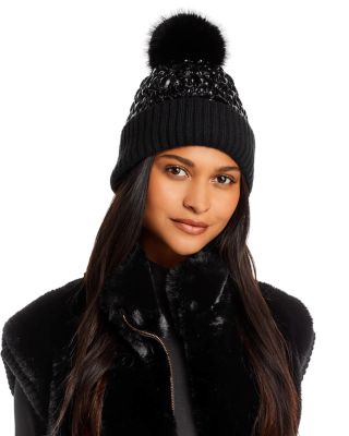 Surell - Faux Fur Pom-Pom Knit Hat