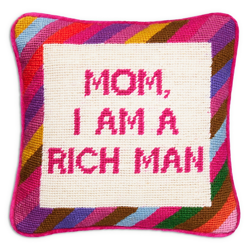 Furbish Studio Cher Knows Best Needlepoint Decorative Pillow In Pink