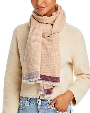 Fraas Two Tone Border Stripe Scarf In Camel