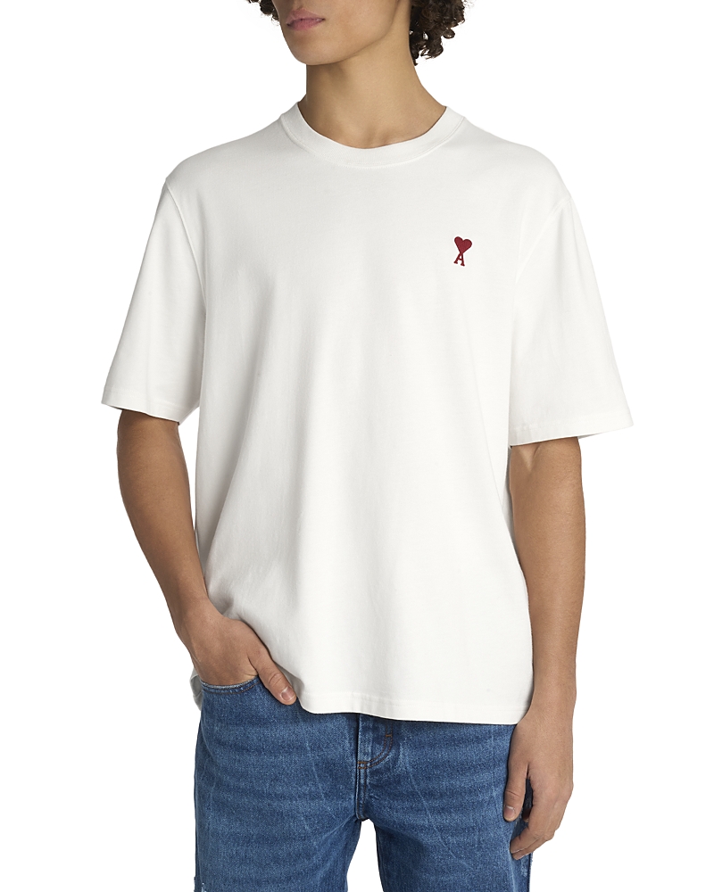 Ami Alexandre Mattiussi Logo-embroidered Stretch Organic Cotton-jersey T-shirt In White