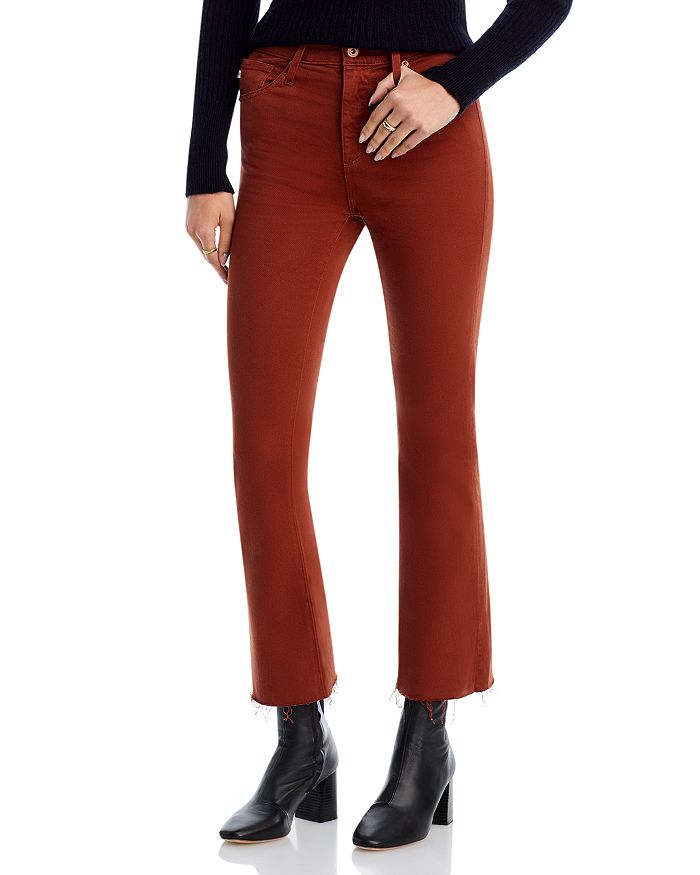 Ag Farrah High Rise Cropped Bootcut Jeans In Spiced Maple