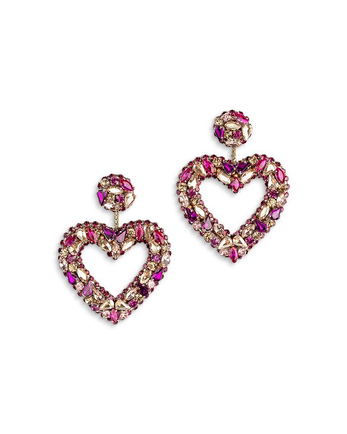 Deepa by Deepa Gurnani Carolina Mixed Color Crystal Heart Drop Earrings ...