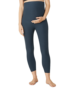 Shop Beyond Yoga Love The Bump Spacedye Capri Maternity Leggings In Nocturnal Navy