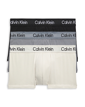 Calvin Klein Cotton Stretch Low Rise Stencil Logo Waistband Trunks, Pack of 3