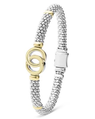 18K Yellow Gold & Sterling Silver Signature Caviar Interlocking Circle Beaded Bracelet